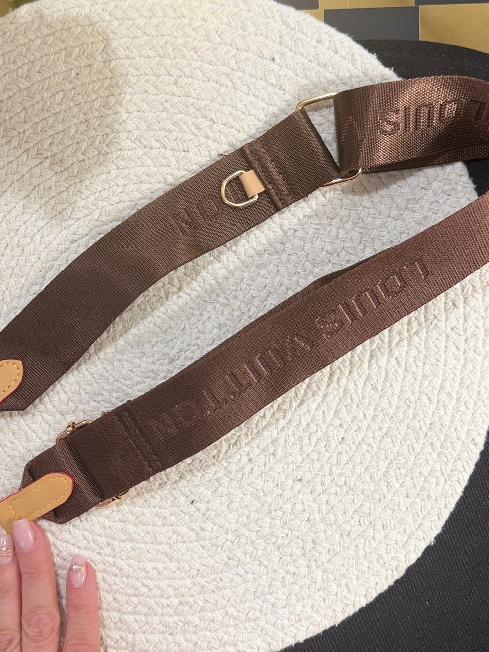 Brown Monogram Adjustable Crossbody Bag Strap | Gold Tone Hardware | New - Picture 6 of 7